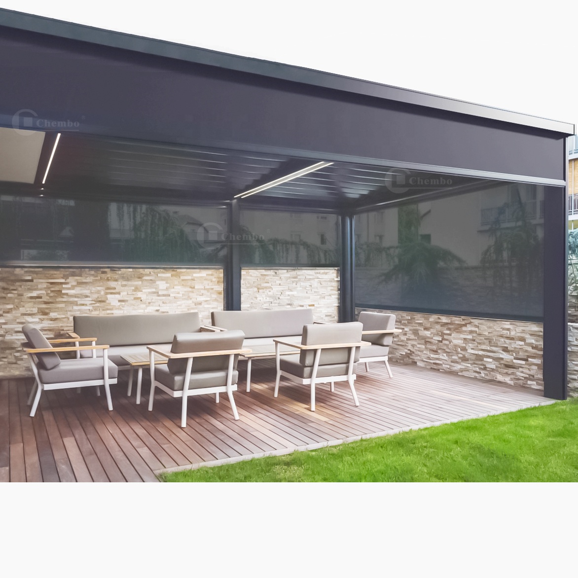 Outdoor Power Roller Shades - Intelligent Control Waterproof Outdoor Blinds Custom