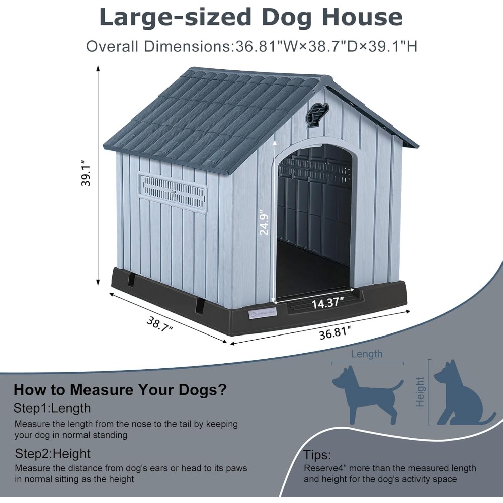 LEMBERI Large Plastic Dog Hous - Outdoor Power Vent 评论和价格