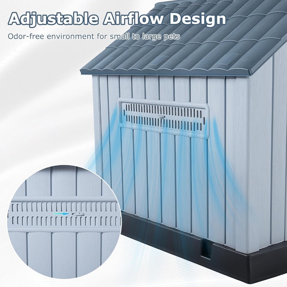 LEMBERI Large Plastic Dog Hous - Outdoor Power Vent 评论和价格